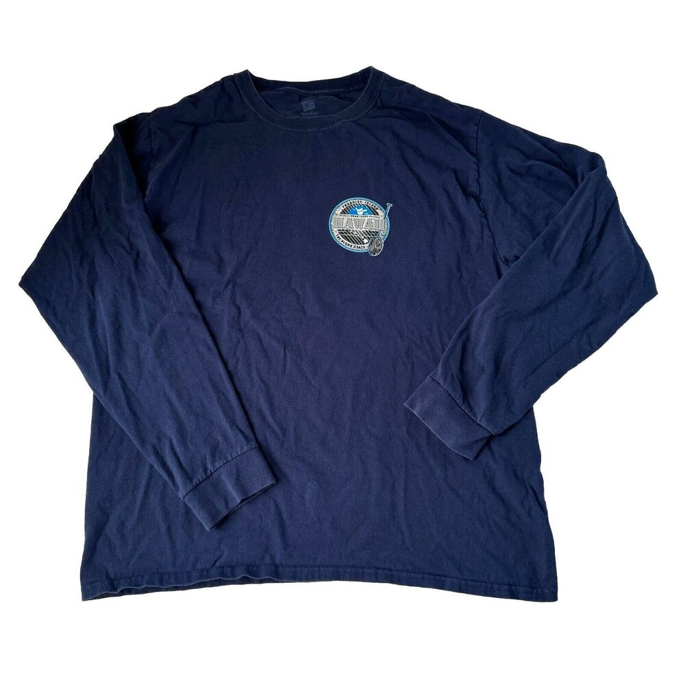 Hanes Comfort Soft Heavy Weight Long Sleeve Tee Large Hawaii Theme